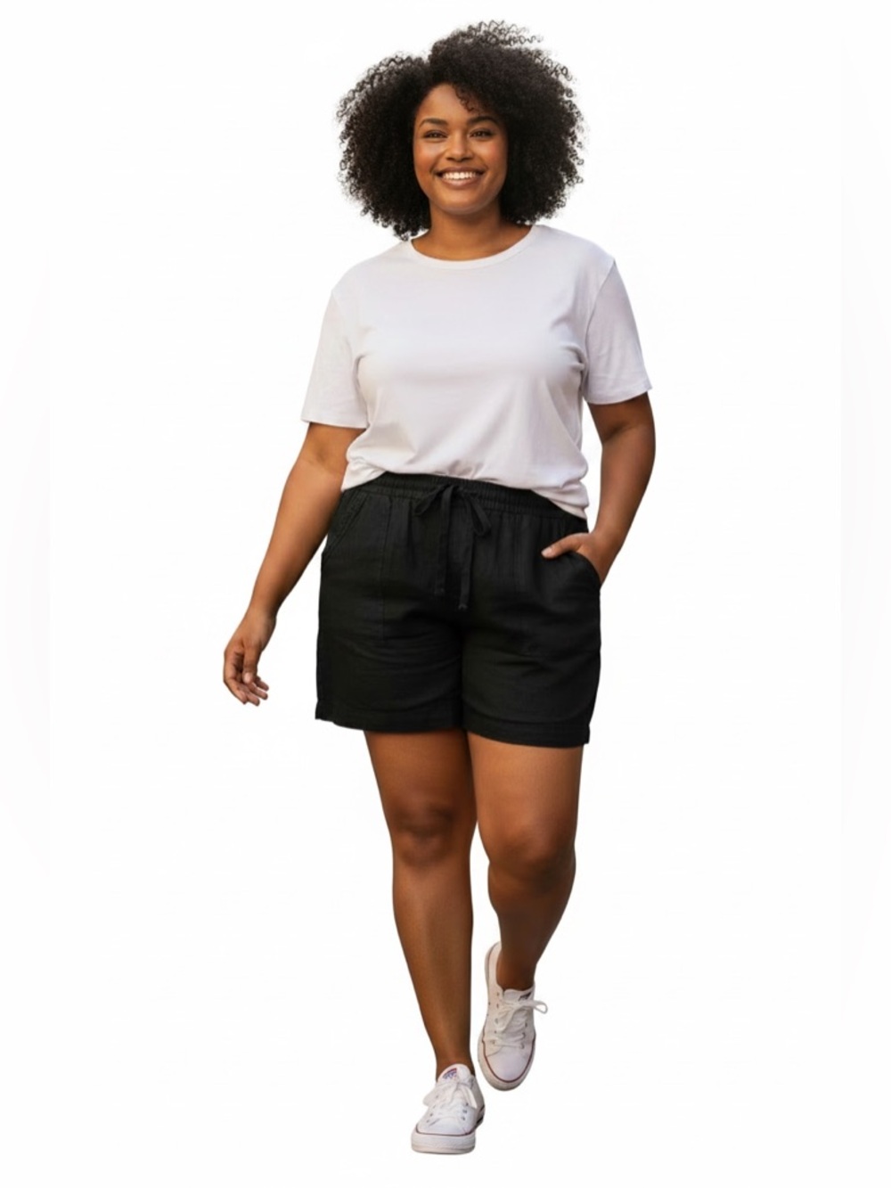 Briggs New York Black Linen Blend Pull On Shorts XXL